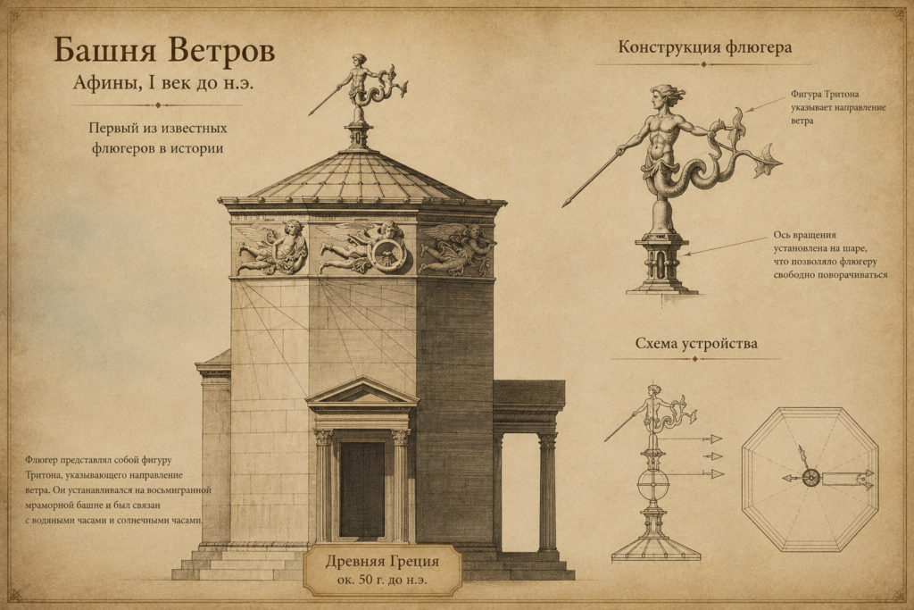 Медный флюгер Башня Ветров